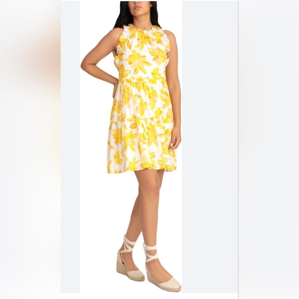 London Times Fit & Flare Zippered Knee Length Halter Dress